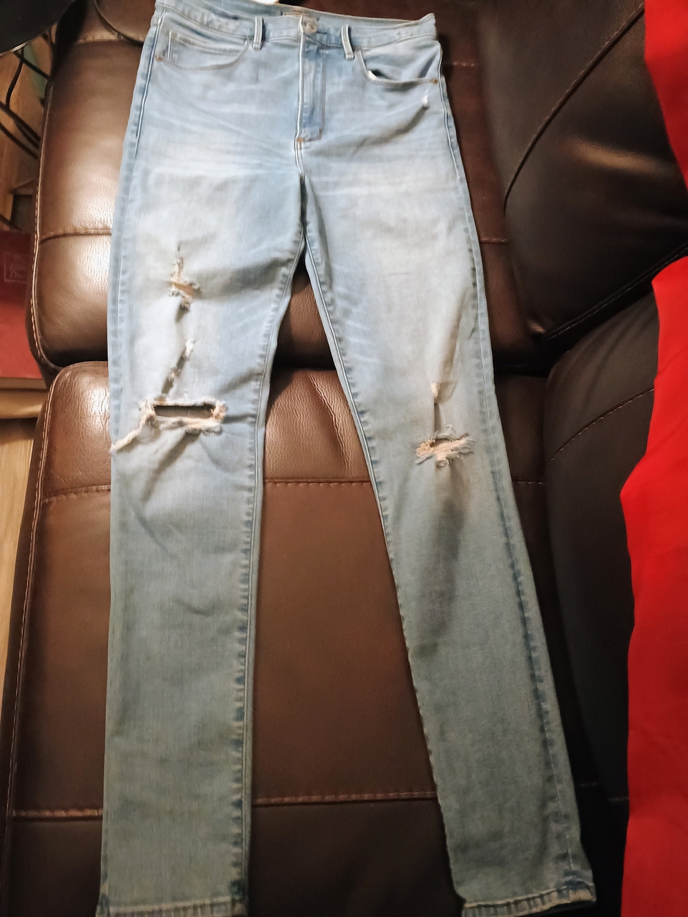 Abercrombie And Fitch Light Blue Distressed High-Rise Jeans